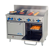 Comstock-Castle F3218-24-1RB 48" Gas 2-Burner, Griddle & Charbroiler Range w/ (2) Space Saver Ovens | 180,000 BTU