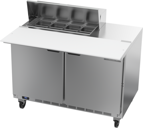 Beverage Air SPE48HC-08C 48" 2 Door Rear Mount Refrigerated Sandwich Prep Table | (8) 1/6 Pan