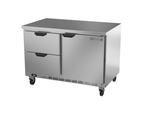 Beverage Air WTRD48AHC-2-FLT 48" 2 Drawer 1 Door Worktop Refrigerator with Flat Top | 11.82 Cu. Ft.