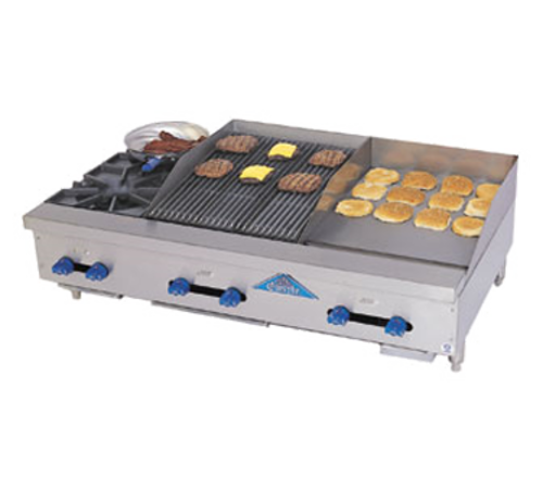 Comstock-Castle FHP48-18T-1.5RB 48" Countertop Gas Hot Plate, Griddle & Charbroiler Combo | 134,000 BTU