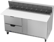 Beverage Air SPED60HC-16C-2 60" 2 Drawer 1 Door Refrigerated Sandwich Prep Table | (16) 1/6 Pan