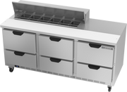 Beverage Air SPED72HC-12-6 72" 6 Drawer Refrigerated Sandwich Prep Table | (12) 1/6 Pan