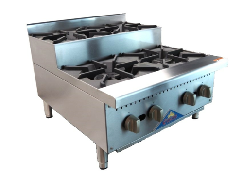 Comstock-Castle CSSUHP24 24" 4-Burner Countertop Gas Step-Up Hot Plate | 120,000 BTU