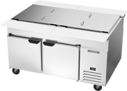 Beverage Air SPE60HC-32M-PT 60" Mega Top Pass-Thru Refrigerated Sandwich Prep Table | (32) 1/6 Pan