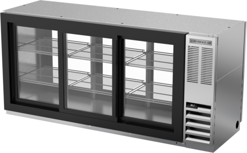 Beverage Air BB72HC-1-GS-F-PT-S 72" 6 Glass Door Stainless Pass Thru Back Bar Cooler | 22.1 Cu. Ft.