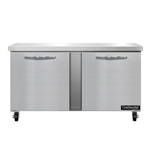 Continental SW60N 60" 2-Door Worktop Refrigerator | 17.0 Cu. Ft.