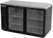 Beverage Air BB58HC-1-FG-B 59" 2 Glass Door Black Food Rated Back Bar Cooler | 21.86 Cu. Ft.