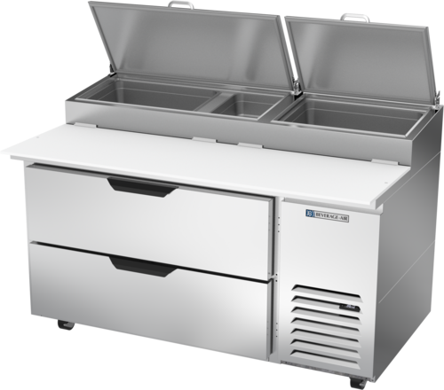 Beverage Air DPD60HC-2 60" 2 Drawer Refrigerated Pizza Prep Table | 17 Cu. Ft.