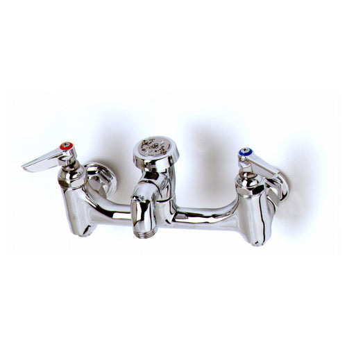 T&S Brass B-0674-BSTP 8" Center Wall Mount Service Sink Faucet w/Pail Hook
