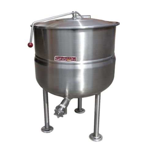 Crown Steam DL-100 Direct Steam 2/3 Jacket Stationary Steam Kettle | 100 Gal. Capacity