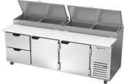Beverage Air DPD93HC-2 93" 2 Drawer 2 Door Refrigerated Pizza Prep Table | 31.5 Cu. Ft.