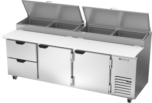 Beverage Air DPD93HC-2 93" 2 Drawer 2 Door Refrigerated Pizza Prep Table | 31.5 Cu. Ft.