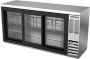 Beverage Air BB72HC-1-F-GS-S-27 72" 3 Glass Door Stainless Steel Food Rated Back Bar Cooler w/ Stainless Top | 19.92 Cu. Ft.