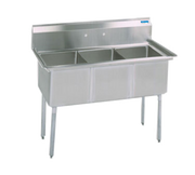 BK Resources BKS-3-1620-12 3 Compartment Sink without Drainboard - Galvanized Legs | 53" Length