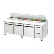 Arctic Air APP94R 94" 3-Door Refrigerated Pizza Prep Table | (12) 1/3 Pan