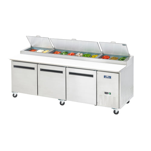 Arctic Air APP94R 94" 3-Door Refrigerated Pizza Prep Table | (12) 1/3 Pan