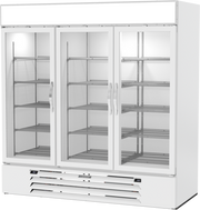 Beverage Air MMRF72-1-B-WW White 3 Glass Door Dual Temp Refrigerator Freezer Merchandiser | 64.47 Cu. Ft.