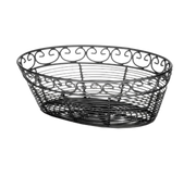 Tablecraft BK27410 Mediterranean Black Metal Oval Tabletop Basket | 10" x 6-1/2" x 3"
