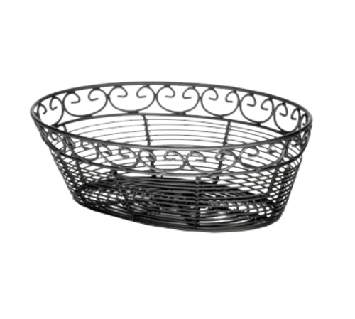 Tablecraft BK27410 Mediterranean Black Metal Oval Tabletop Basket | 10" x 6-1/2" x 3"