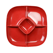 Thunder Group 15" x 15" Passion Red Melamine Chip & Dip Platter | Model No. PS1515RD