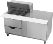 Beverage Air SPED60HC-12M-2 60" 2 Drawer 1 Door Mega Top Refrigerated Sandwich Prep Table | (12) 1/6 Pan