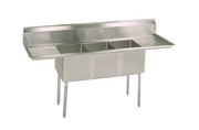BK Resources ES-3-1014-10-15T 3 Compartment Sink w/15” Left and Right Drainboards | 60” Length