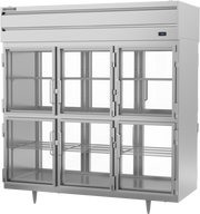 Beverage Air PRD3HC-1BHG 78" 12-Glass Half Door Pass Thru Refrigerator | 73.99 Cu. Ft.
