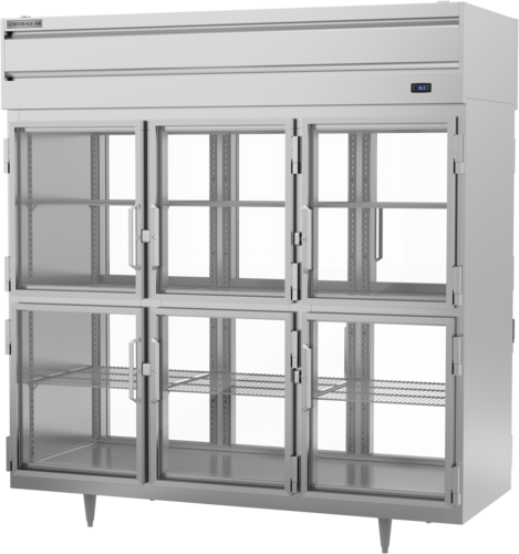 Beverage Air PRD3HC-1BHG 78" 12-Glass Half Door Pass Thru Refrigerator | 73.99 Cu. Ft.