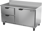 Beverage Air WTFD60AHC-2-FIP 60" 2 Drawer 1 Door Worktop Freezer w/ 4" Foamed-In Backsplash | 14.39 Cu. Ft.