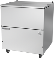 Beverage Air SM34HC-S 34" Stainless Steel Single Sided Cold Wall Milk Cooler | 8 Crate Capacity