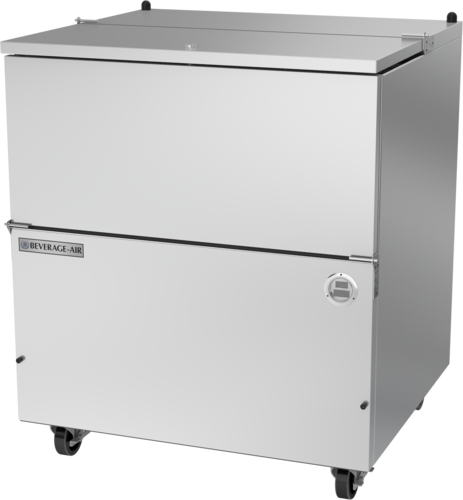 Beverage Air SM34HC-S 34" Stainless Steel Single Sided Cold Wall Milk Cooler | 8 Crate Capacity