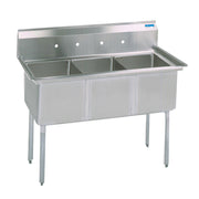 BK Resources BKS-3-24-14 3 Compartment Sink without Drainboard - Galvanized Legs | 77" Length
