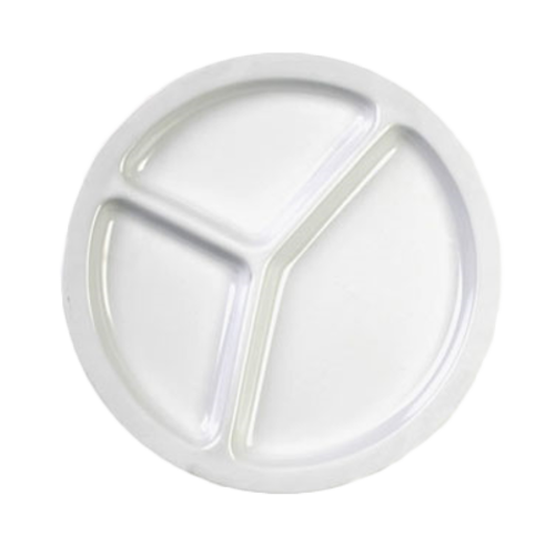 Thunder Group NS702W White 10" 3 Compartment Plate | Case of 12