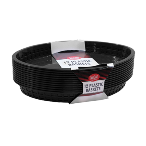 Tablecraft 1086BK 12.75" x 9.5" Black Texas Platter Oval Basket | Case of 12