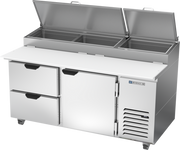Beverage Air DPD67HC-2 67" 2 Drawer 1 Door Refrigerated Pizza Prep Table | 20.7 Cu. Ft.