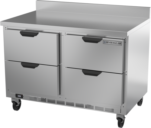 Beverage Air WTFD48AHC-4-FIP 48" 4 Drawer Worktop Freezer w/ 4" Foamed-In Backsplash | 11.44 Cu. Ft.