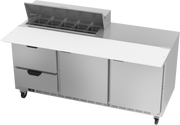 Beverage Air SPED72HC-10C-2 72" 2 Drawer 2 Door Refrigerated Sandwich Prep Table | (10) 1/6 Pan