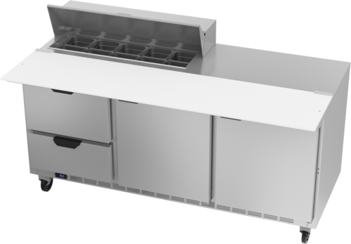 Beverage Air SPED72HC-10C-2 72" 2 Drawer 2 Door Refrigerated Sandwich Prep Table | (10) 1/6 Pan