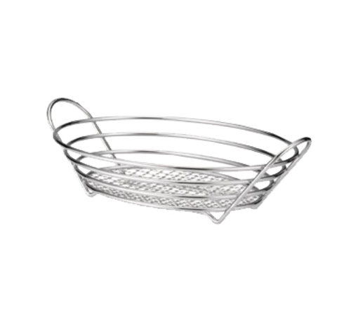Tablecraft H7176 Oval Chrome Wire Basket | 13 7/8" x 10 3/4" x 3 1/4"