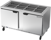 Beverage Air SPE60HC-S 60" 2 Door Refrigerated Salad Prep Table with Lift-Off Lid | 16.02 Cu. Ft.