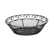 Tablecraft BK27508 Mediterranean Black Metal Round Tabletop Basket | 8" x 2-1/4"