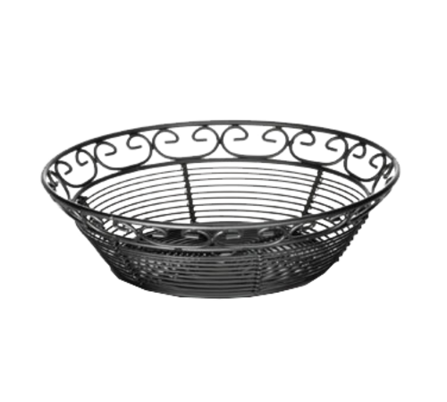 Tablecraft BK27508 Mediterranean Black Metal Round Tabletop Basket | 8" x 2-1/4"