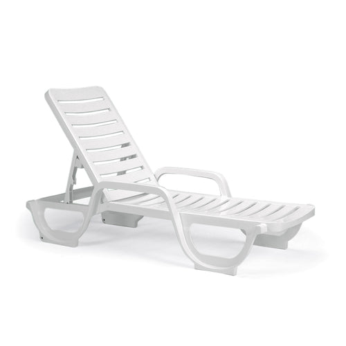 Grosfillex 44031104 Bahia Stacking Outdoor Chaise | White