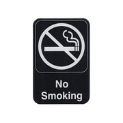 Winco SGN-601 "No Smoking" Sign | 6" x 9" White on Black