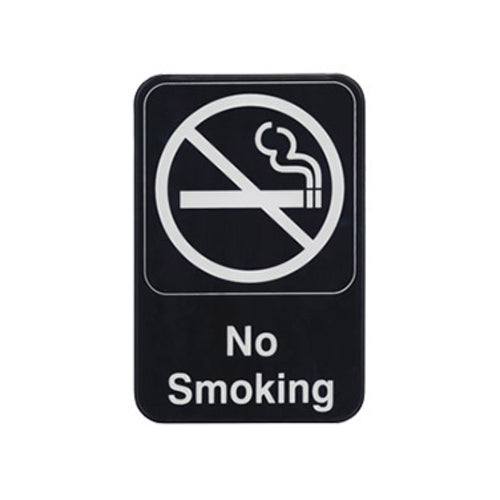 Winco SGN-601 "No Smoking" Sign | 6" x 9" White on Black