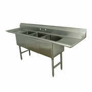Advance Tabco FC-3-1818-24RL-X 102" x 24" 3-Compartment Fabricated Sink w/ 24" Right & Left Drainboards