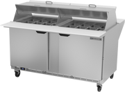 Beverage Air SPE60HC-24M-DS 60" Mega Top Dual Side Refrigerated Sandwich Prep Table  | (24) 1/6 Pan