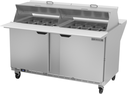Beverage Air SPE60HC-24M-DS 60" Mega Top Dual Side Refrigerated Sandwich Prep Table  | (24) 1/6 Pan