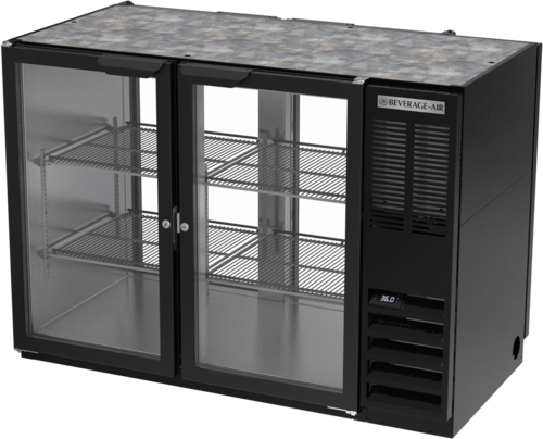 Beverage Air BB48HC-1-G-PT-B 48" 4 Glass Door Black Pass Thru Back Bar Cooler | 13.6 Cu. Ft.