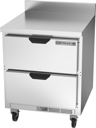 Beverage Air WTRD27AHC-2-FIP 27" 2 Drawer Worktop Refrigerator with Foamed-In Backsplash | 6.13 Cu. Ft